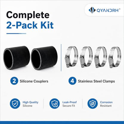 2-Pack 1.5" ID x 3" Straight Silicone Hose Coupler, 4-Ply - color: Shape: Straight, size: 3 Inch