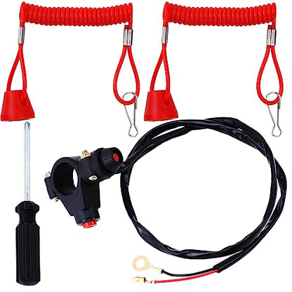 PLAXNS 7/8" 22mm Handlebar 2 Wire Tether Kill Switch Replacement for 110cc 125cc Taotao Dirt Pit Bike ATV 4 Wheeler Quad Trail Bike Go Kart