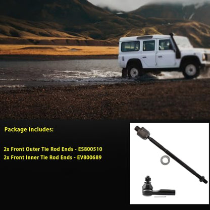 4pc Front Outer Inner Tie Rod End Kit ES800510 EV800689 for Honda CR-V 2007-2011 (Japan Built, 1st Digit of VIN J), Steering Tie Rod Ends Front Outer and Front Inner for Honda CRV 2008 2009 2010 - size: ES800510 EV800689