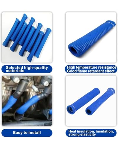 Spark Plug Wire Heat Shield Spark Plug Wire Heat Shield Sleeve Spark Plug Boot Protector Boots Wrap for SBC BBC 350 454 8PCS Plug Wire Covers - 2500F High Temp Protection (Blue) - color: Blue