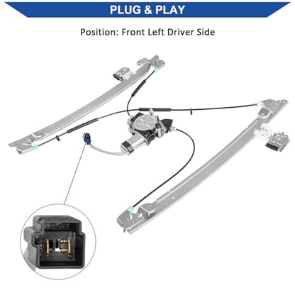 Obaee Window Regulator with Motor Front Left Driver Side, Replace 741-534 - size: Front Left Driver Side