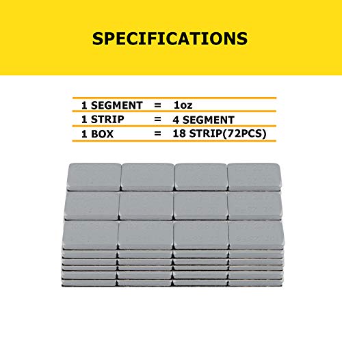 YIZBAP Wheel Weights Gray 1oz, 72 oz/Box, 72pcs, Strong Adhesive - color: Gray