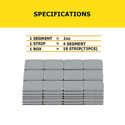 YIZBAP Wheel Weights Gray 1oz, 72 oz/Box, 72pcs, Strong Adhesive - color: Gray