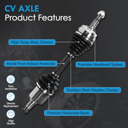 CV Axle Front Compatible with 1995 b1996 1997 1998 1999 2000 2001 2002 2003 Oldsmobile Aurora V8 4.0L 3.5L FWD, Left and Right Front CV Axle Shaft - size: B2CV007-Aurora