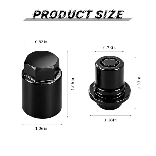 HZEL Car M12 x 1.5 Wheel Lock Lug Nut Set, Anti-Theft Chrome 4PCS Cone Seat Tire Locking Nut Kit with 1 Key, OEM#00276-00900 Automotive Replacement, Compatible with Celica ES330 ES350 (Black) - size: Black