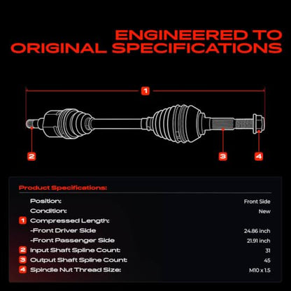 A-Premium Set of 2 Front CV Axle Shaft Assembly - style: Front Driver and Passenger Side
