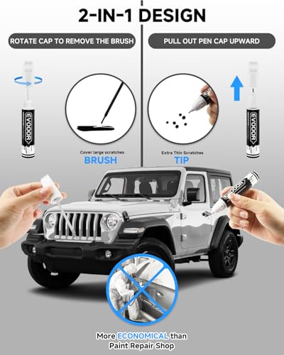 PW1/SW1 Stone White Touch Up Paint Compatible with JeepExact Match 2 in 1 Touch up Paint for Chips and Nicks Repair - color: Stone White(PW1/SW1) Compatible with Cherokee/Commander/Compass/Grand-Cherokee/Liberty/Patriot