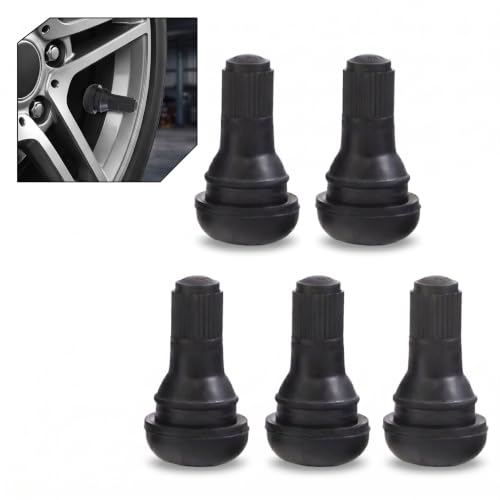 5 PCS TR412 Tire Valve Stems, Rubber Snap-in Tubeless Wheel Valve Replacement 0.453" Rim Hole Fit, Black Short Stem Car Tire Accessories, Universal for Most Cars SUVs Trucks (TR412) - color: TR412