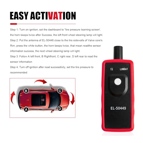 TPMS Relearn Tool for Ford, EL-50449 Tire Sensor TPMS Reset Tool, Auto Tire Pressure Monitor System Activation Reset Tool, Fit for Ford F150 F250 Fusion, Edge, Ranger, Transit 1997-2024 - size: EL-50449
