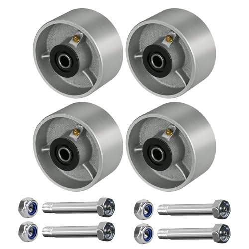 4" x 2" Industrial Casters, Steel Cast Iron Wheel - Heavy Duty Caster -Set of 4 Caster with 3200 lbs Capacity, Roller Bearing-1/2" Bore, Replacement Wheel for Platform Trucks(4 Pack) - style: 4"×2"