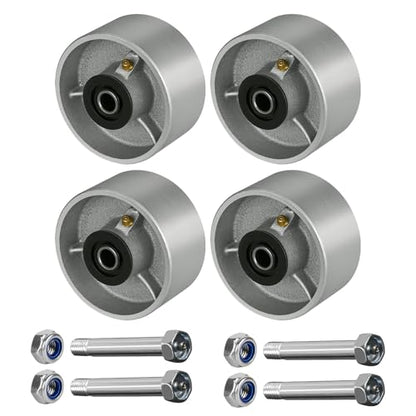 4" x 2" Industrial Casters, Steel Cast Iron Wheel - Heavy Duty Caster -Set of 4 Caster with 3200 lbs Capacity, Roller Bearing-1/2" Bore, Replacement Wheel for Platform Trucks(4 Pack) - style: 4"×2"