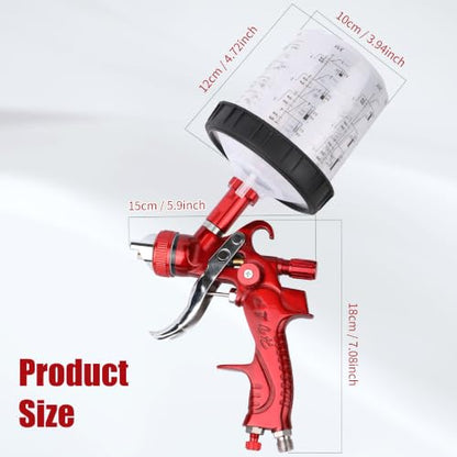 HVLP Spray Gun with Disposable Paint Cups Kit for Car Painting - color: red