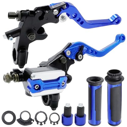 7/8" 22mm Blue Motorcycle Brake Lever Handlebar Master Cylinder Clutch Levers Kit, Left-Right Handle, Replacement for Harley, Replacement for Kawasaki