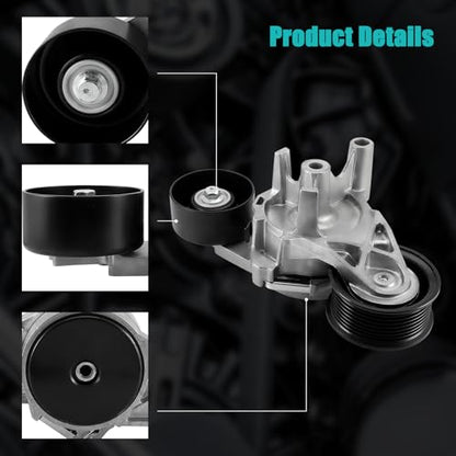 AULINK 3C2Z6B209AA Belt Tensioner Assembly with Pulley (6.0L V8) For Ford - size: 3C2Z6B209AA