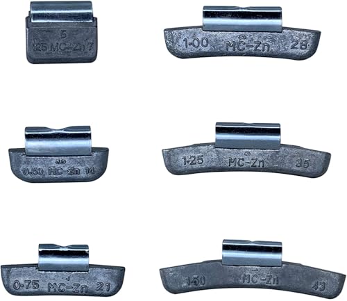 MC Type| 24 Pcs | ZINC Clip on Wheel Weights .25 .50 .75 1.0 1.25 1.50 (4 of Each) with Alloy Rims