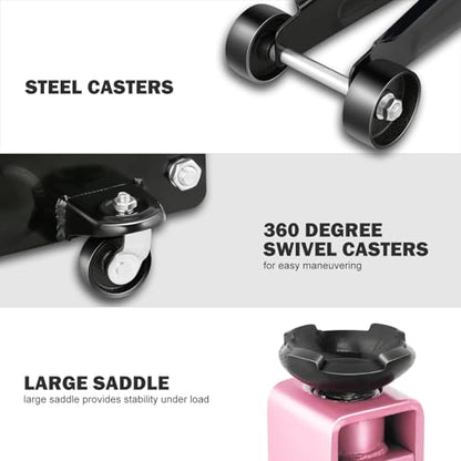 DNA Motoring 3 Ton Low Profile Floor Jack, 3 tons (6000 lbs) Capacity Fast Lift Hydraulic Trolley Service/Floor Jack, 7.7 "-21" Lifting Range, Pink, TOOLS-00674-PK - color: Pink, style: 3 ton