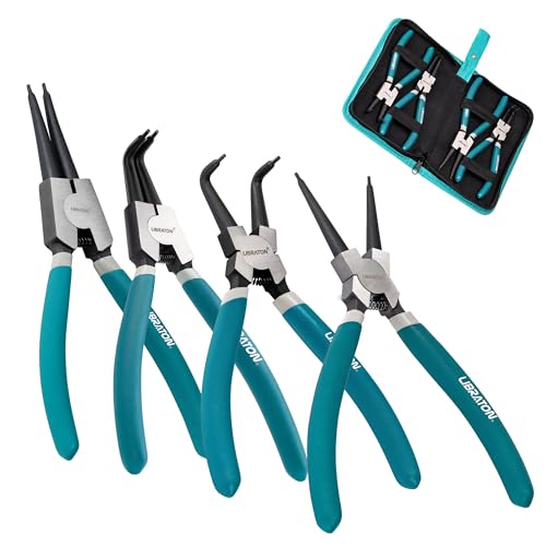 LIBRATON 7" Snap Ring Pliers Set, 4PCS Heavy Duty Retaining Ring Pliers