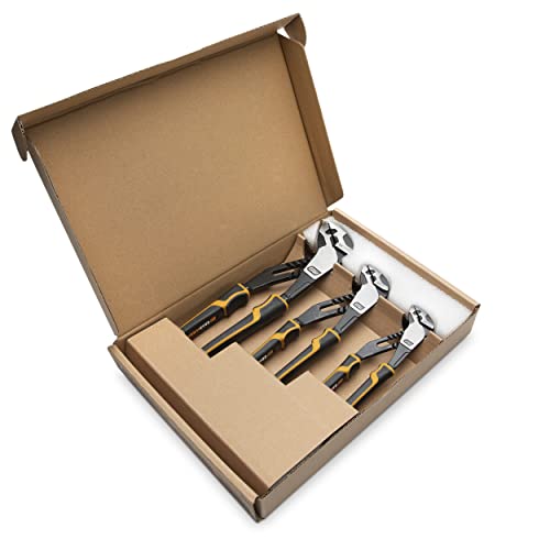 GEARWRENCH 8", 10”, & 12” PITBULL K9 Straight Jaw Dual Material Tongue and Groove Pliers Set - 82205CAZ - size: 3 Piece, style: Mixed Set