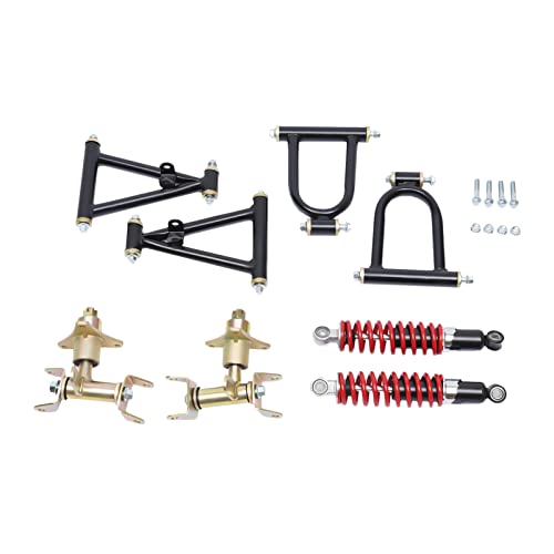 11 Inch Front Suspension Shock Swing Arm Kit for ATV Quad Bike Go Kart Buggy, Upper and Lower Steering Knuckle Spindle Full Replacement DIY Off-Road Upgrade