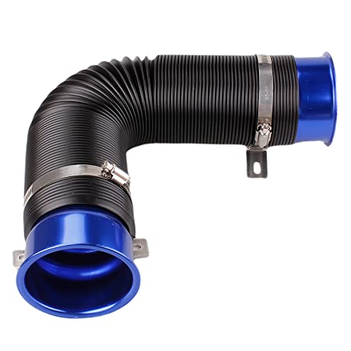 BARTOO 3" Turbine Intake Pipe Adjustable Cold Air Intake Pipe Tube Blue - color: Blue