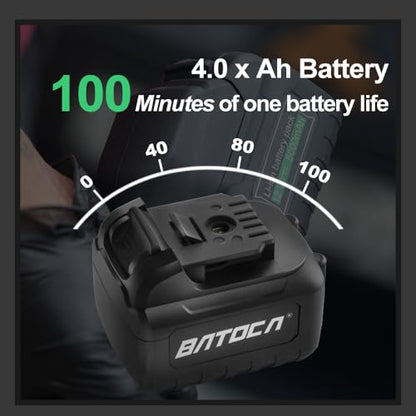 BATOCA S2 Cordless Random Orbital Polisher Buffer, 2Pcs 4.0Ah Batteries, LCD Display with 6 Variable Speed 2000- 4500 RPM Wireless Car Polishing Kit for Car Detailing, Polishing, Waxing, Cleaning