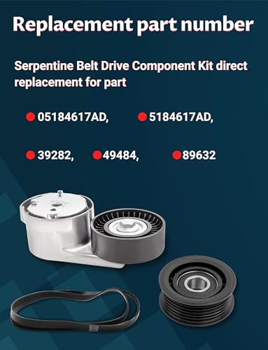 Engine Drive Belt Tensioner Idler Pulley Serpentine Belt Drive Kit - size: 39282-38082-6PK1960