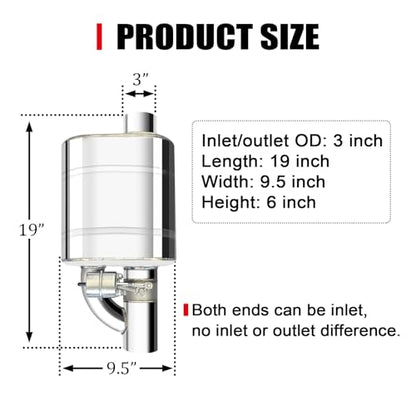 3 Inch Valved Muffler Exhaust Cutout with Muffler Cat Back Exhaust System Kit (2pcs) - size: 3" (2pcs)