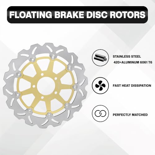 Front Rear Brake Disc Rotors Pads for Suzuki GSXR 1000 2001 2002 - color: Gold