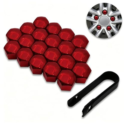 20PCS Lug Nut Covers, 21mm Car Hexagonal Wheel Bolt Covers Caps with Removal Tool, Dustproof Anti-Rust Auto Hub Screw Bolt Head Tire Protector, Universal Lug Nut Cap for Car SUV Truck (Red) - color: Red #21mm