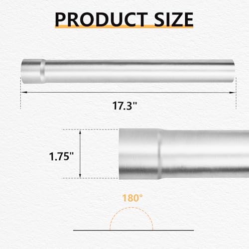 LCGP 1.75 Inch Exhaust Pipe, Mild Steel Custom Mandrel Exhaust Pipe Tube Pipe, 1.75" ID Inlet and Outlet 17.3" Straight Exhaust, Universal Fit 1.75 Exhaust Pipe - size: 1.75 Inch