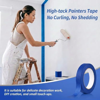 Blue Painters Tape, 0.94"/1.88" x 55 Yards Bulk Painter Tape, Blue Masking Tape for Painting, Easy Hand Tear No Residue Paint Tape for Home, Automotive, DIY Crafts (12, 0.94inch) - size: 0.94inch