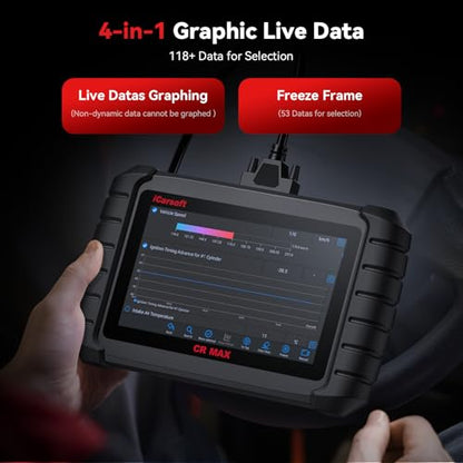 iCarsoft Bidirectional Scan Tool CR Max OBD2 Diagnostic Scanner for Most Vehicles Full System 50 Resets All Active Tests ECU Coding Battery Registration Lifetime Free Updates CAN FD Supported - size: 7'' Large