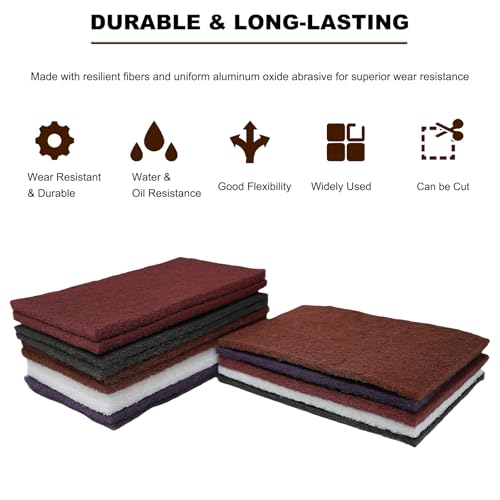15 Pack 6" x 9" Hand Scuff Pads Set- (150-2000 Grit) Coarse Medium Fine Superfine General Purpose Scouring Pad Ideal for Cleaning, Blending, Paint Surface Prep Adhesion - Automotive Auto Body