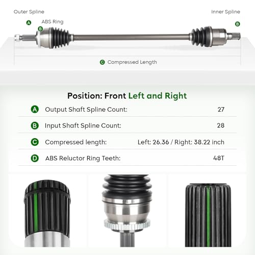 2PCs Front CV Axle Shafts Assembly Fit for Hyundai Sonata 2.4L L4 FWD 2011-2014, Automatic Transmission Only, [w/ABS Exc. Hybrid], Left and Right Side