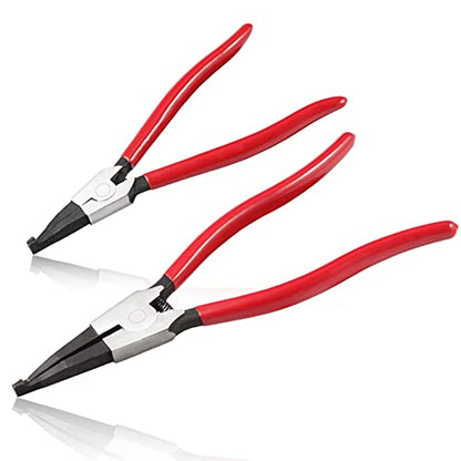 2 Pcs Heavy Duty Lock Ring Pliers Set, Angle Tip - size: 8" & 11" Angle Tip