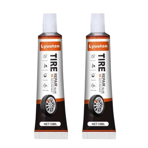 Tire Repair Kit with Tire Glue & Rubber Cement - Heavy Duty Tire Repair Glue for Car, Truck, Motorcycle - Fix a Flat Tire Sealant & Puncture Plug Kit - Durable Tire adhesive Sidewall Repair 2pcs