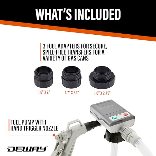 DeWay Fuel Transfer Pump, Hand Trigger Nozzle, 3.8 GPM, 51in Hose - style: Hand-Trigger Nozzle