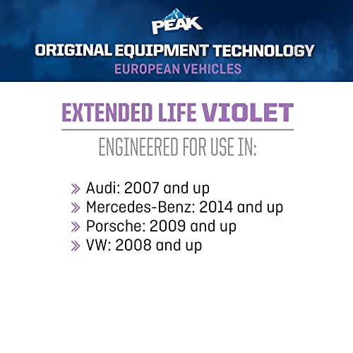 PEAK OET Extended Life Violet 50/50 Prediluted Antifreeze/Coolant for European Vehicles, 1 Gal. - size: 50/50