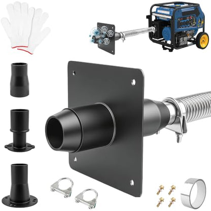 Generator Exhaust Extension Silencer Kit - 3 Universal Adapters, Insulated Through-Wall Mounting Plate, High-Performance Silencing Grille, Compatible with All Portable Generators