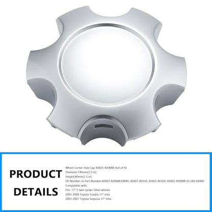Wheel Center Hub Cap 560-6944 (Set of 4),Center Cover Hubcap Fit 17" Wheels Compatible with Toyota Sequoia & Tundra 2003-2007 For # 42603-AF020 42603-420NM - color: Set of 4, size: 560-6944