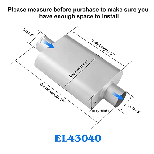 Universal Exhaust Muffler with Aggressive Sound, Anti-corrosive Muffler, Chamber Performance Mufflers for Cars, Trucks (center in | center out, 3" center in | 3" center out | overall 18") - color: center in | center out, size: 3" center in | 3" center out