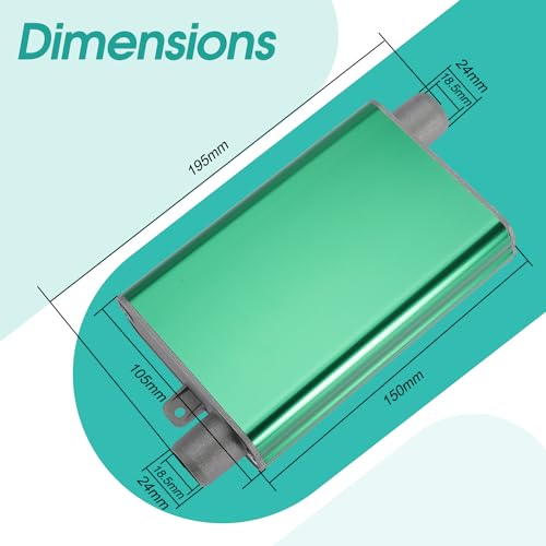 24mm Exhaust Muffler Pipe Upgraded for Chinese for Eberspacher Diesel Heaters Air Compressor with 2 clamps and screws, Green - color: Green