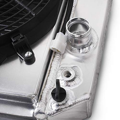 OHOB-COOL 3 Row Full Aluminum Radiator with Fan For 1984-1990 Chevy Corvette 5.7L V8 /1982-2002 S10 Conversion LS - size: 82-02 chevy