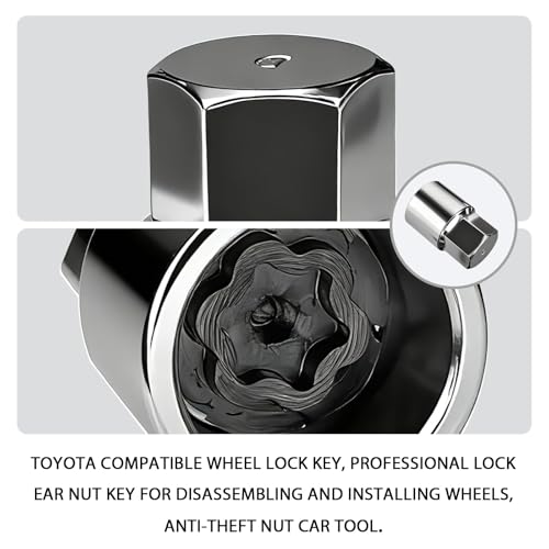 D-Wheel Locking Lug Nut Removal Tool Key for Toyota, Professional Anti-Theft Lock Nut Remover Socket, Lost Wheel Lock Key Replacement for Tacoma, Camry, Corolla, Tundra, Automotive Tools