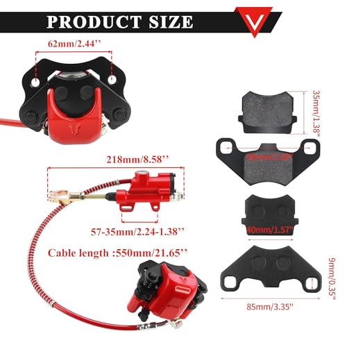 PRO BAT Rear Brake Master Cylinder Caliper Assembly Red And Black (Red) - color: Red
