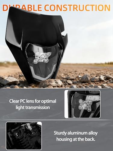JFG RACING Dirt Bike LED Universal Headlight for CR XR YZ YZF XC KX 125-450 - color: black