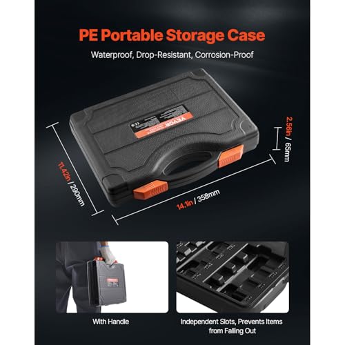 VEVOR Torx Bit Socket and External Torx Socket Set, 60-Piece T6-T70, TT6-TT70, TP8-TP60, E4-E24, S2 Alloy Steel and Cr-V Steel, 1/4 in, 3/8 in, and 1/2 in Drives, with Enhanced Storage Case, Hand Use - size: 60 PCS