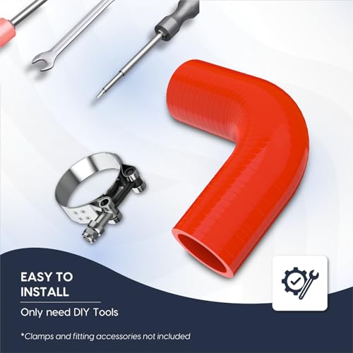Endure 90 Degree Silicone Elbow Intake Hose 4-Ply, 1.5"(38mm) - Red - color: Red, size: ID - 1.5Inch(38mm)