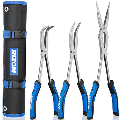 Rizom 3-Piece Long Needle Nose Pliers Set, 13'' Double Jointed Long Pliers - size: 3PCS