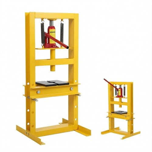 12 Ton Hydraulic Shop Press, H-Frame Garage Press with Adjustable Bed & Plates for Bearings, Gears, U-Joints Heavy Duty Floor Benchtop Press